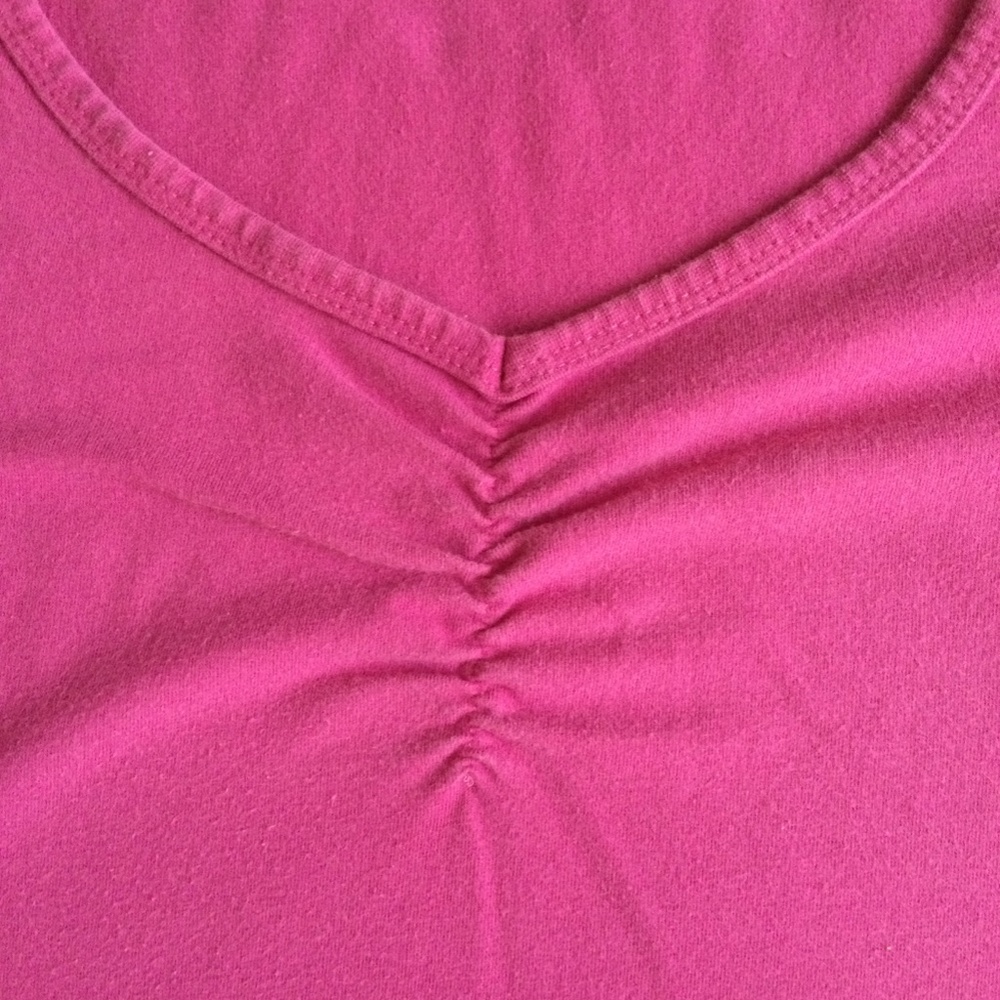Vintage NY & Co Center Ruched Cinched V-neck Top Y2K Pink - Sz Medium - Picture 4 of 8